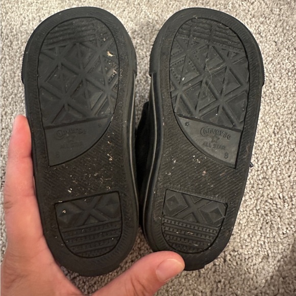 Converse Allstar Black High-tops Laces and Velcro Closure Size 8 Kids - Picture 4 of 7